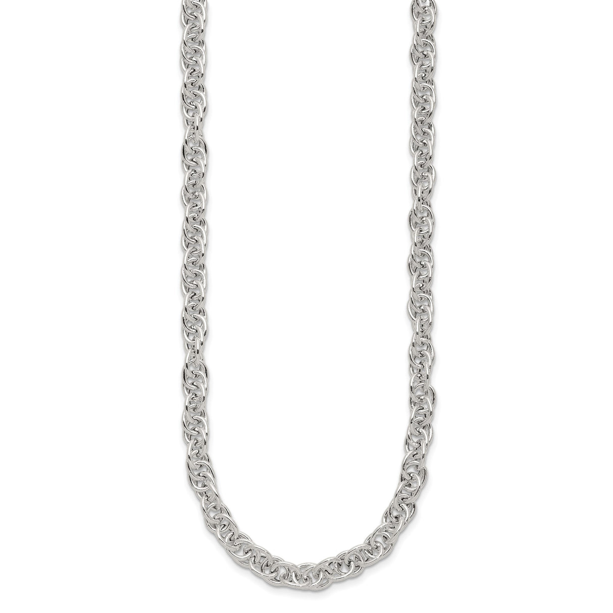 925 White Gold 5.33 mm Polished Chain Necklace