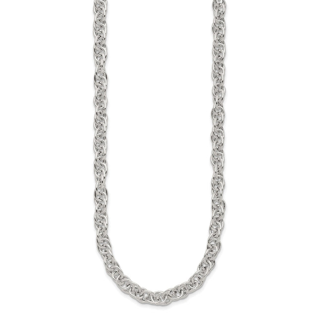 925 White Gold 5.33 mm Polished Chain Necklace