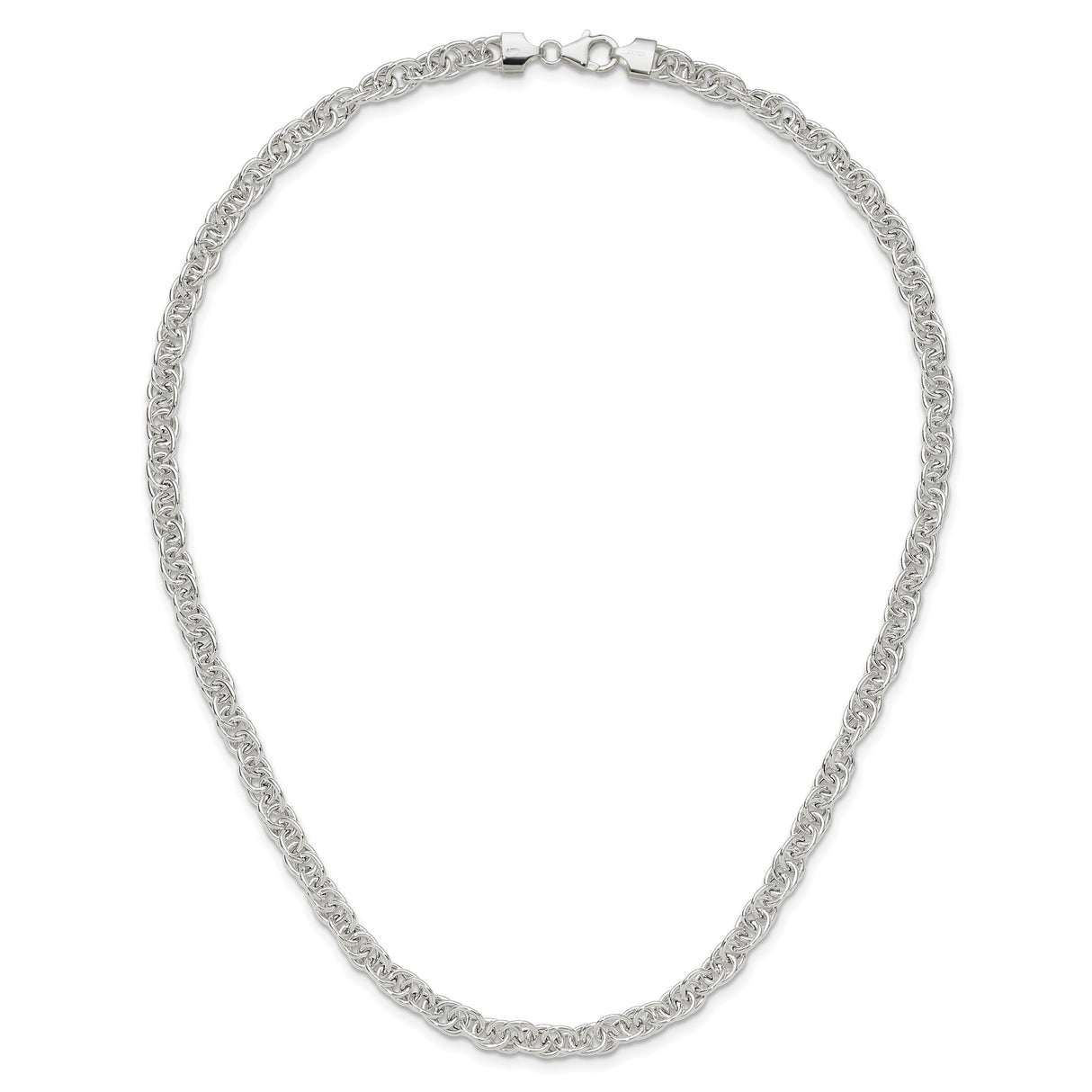 925 White Gold 5.33 mm Polished Chain Necklace alternate angle