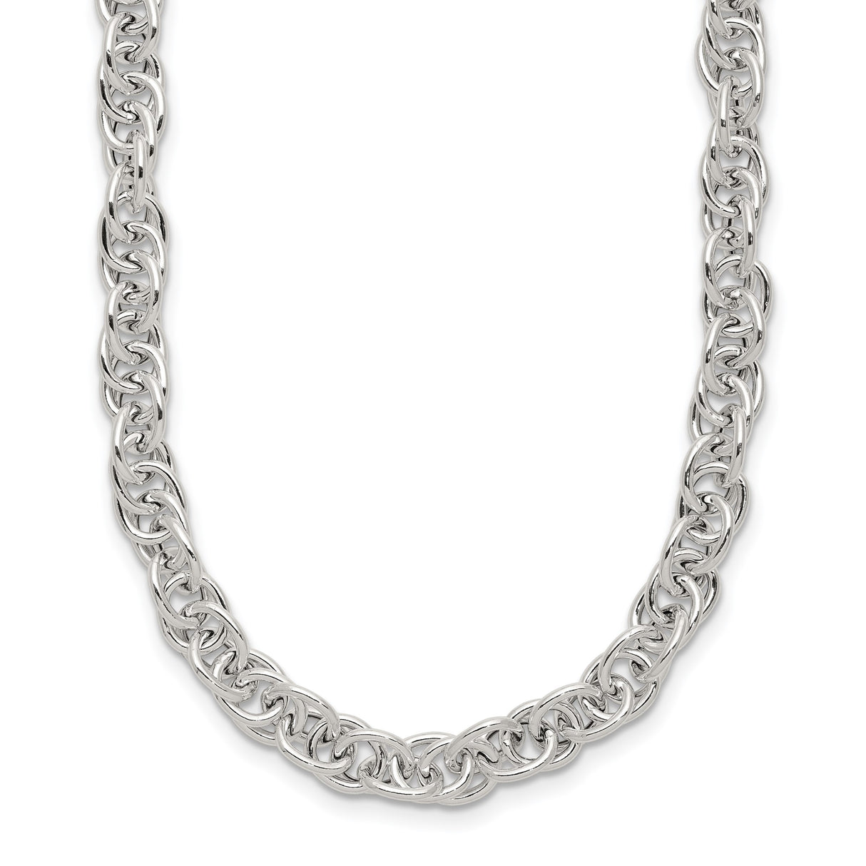 925 White Gold 5.33 mm Polished Chain Necklace detail view