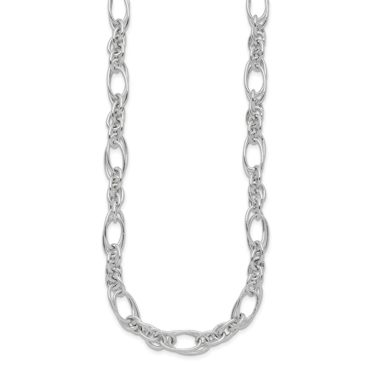 925 White Gold 7.5 mm Polished Chain Necklace