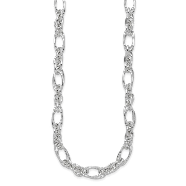 925 White Gold 7.5 mm Polished Chain Necklace