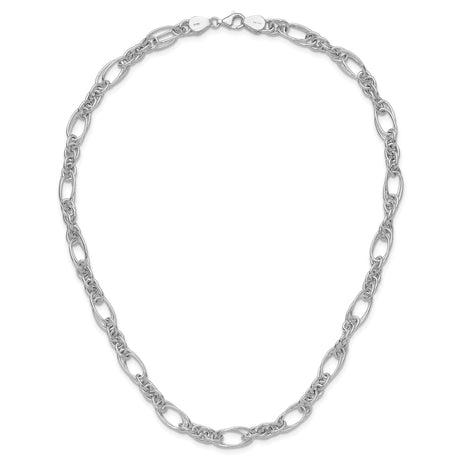 925 White Gold 7.5 mm Polished Chain Necklace alternate angle