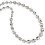925 White Gold 10.1 mm Polished Chain Necklace