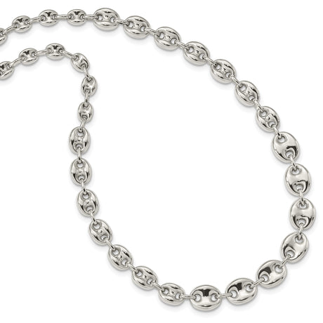 925 White Gold 10.1 mm Polished Chain Necklace