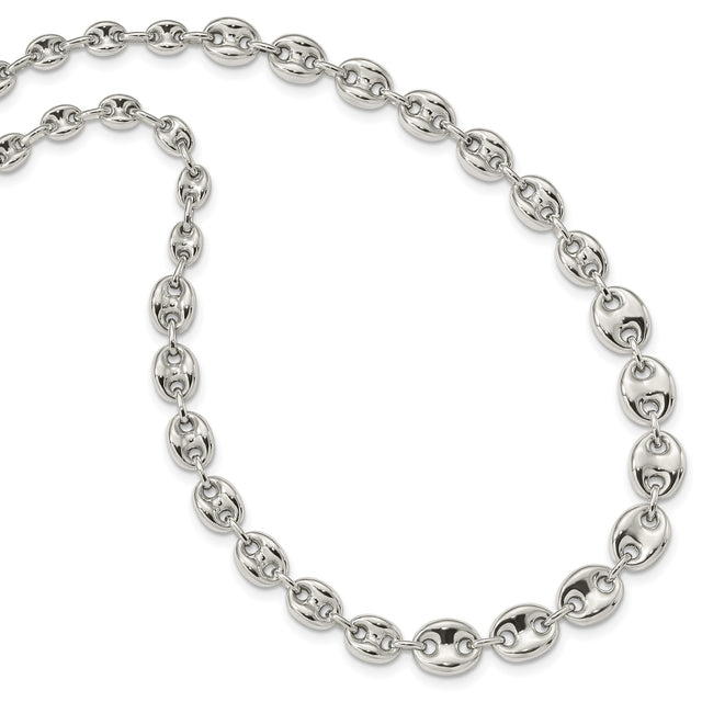 925 White Gold 10.1 mm Polished Chain Necklace