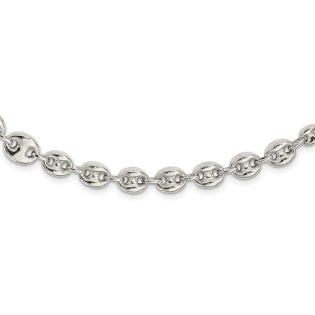 925 White Gold 10.1 mm Polished Chain Necklace alternate angle