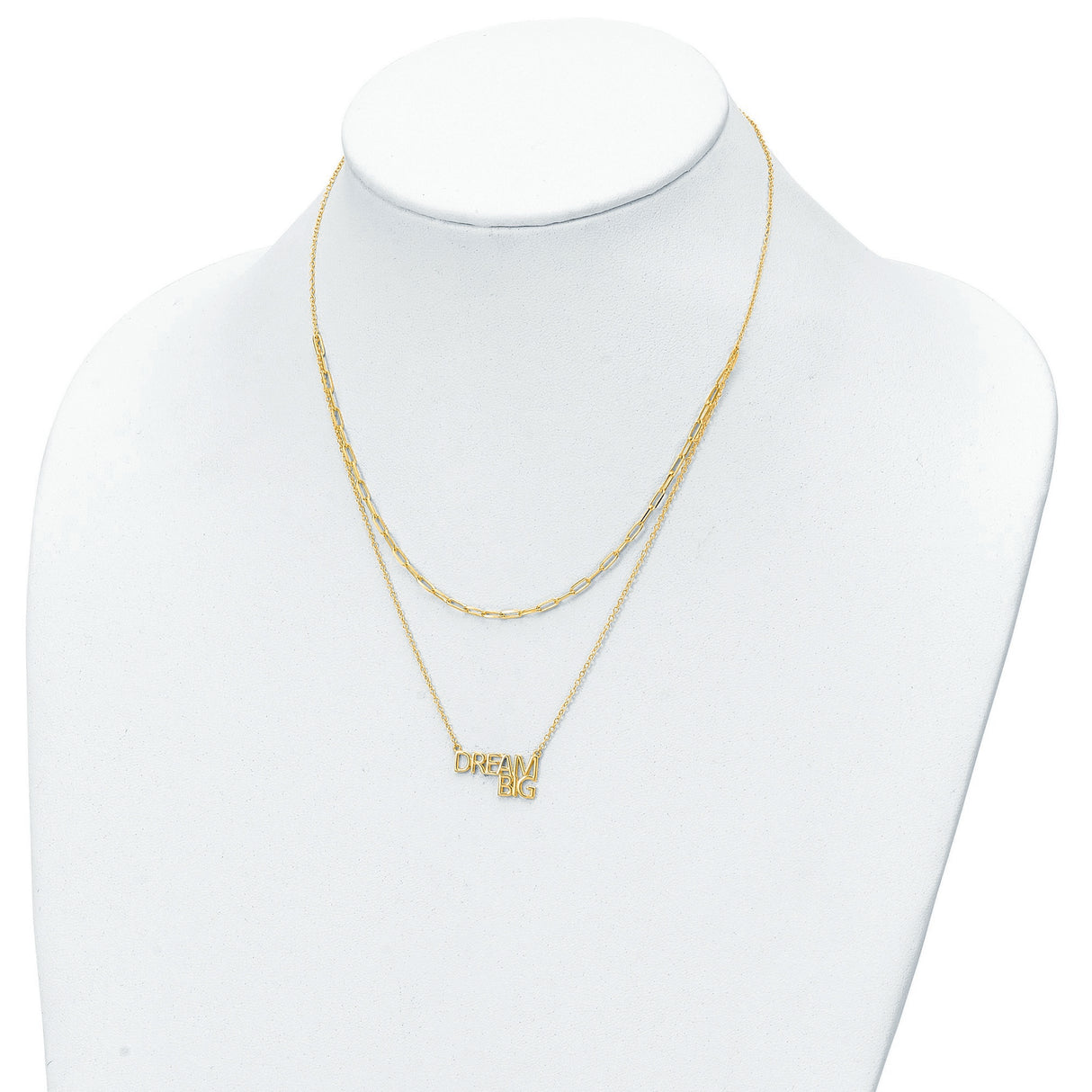 Gold Tone Dream Big Double Necklace Charm Pendant in Real 925 Sterling Silver