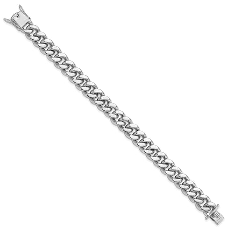 925 White Gold 12.4 mm Curb Chain Bracelet, Polished