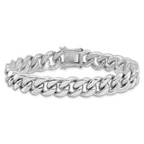 925 White Gold 12.4 mm Curb Chain Bracelet, Polished alternate angle
