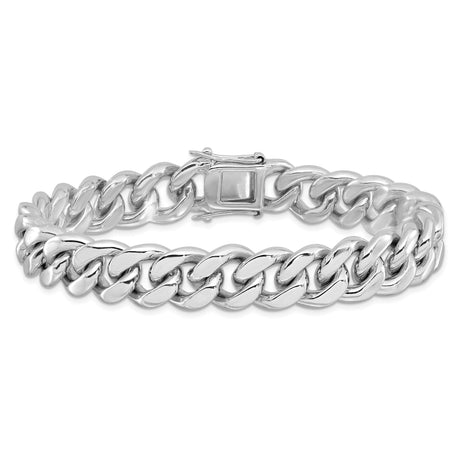 925 White Gold 12.4 mm Curb Chain Bracelet, Polished alternate angle