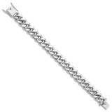 925 White Gold 14.5 mm Curb Chain Bracelet, Polished