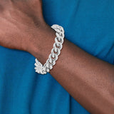925 White Gold 14.5 mm Curb Chain Bracelet, Polished detail view