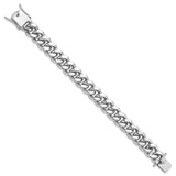 925 White Gold 15.5 mm Curb Chain Bracelet, Polished