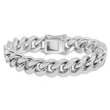 925 White Gold 15.5 mm Curb Chain Bracelet, Polished alternate angle