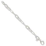 925 White Gold 8.6 mm Paperclip Chain Bracelet, Polished alternate angle