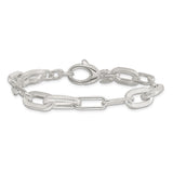925 White Gold 8.6 mm Paperclip Chain Bracelet, Polished detail view