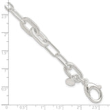 925 White Gold 8.6 mm Paperclip Chain Bracelet, Polished shown for scale