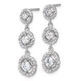 Sterling Silver Dangle Earrings with Cubic Zirconia, Twisted Rope and Halo Design