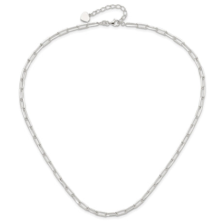 925 White Gold 4.2 mm Paperclip Chain Necklace, Polished alternate angle