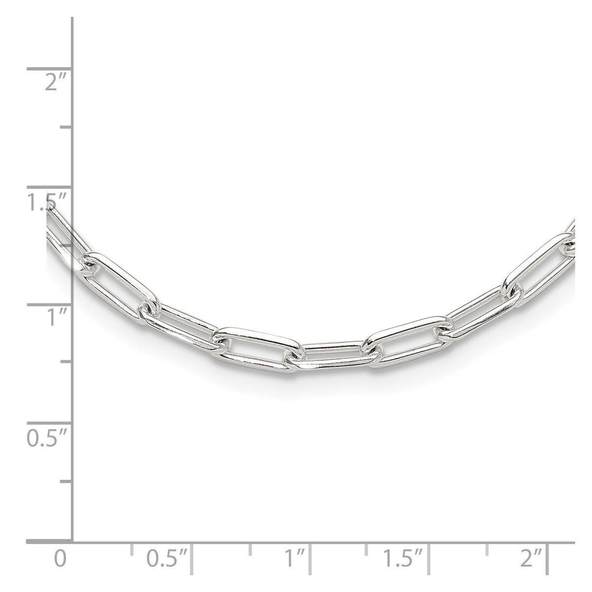925 White Gold 4.2 mm Paperclip Chain Necklace, Polished shown for scale