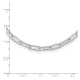 925 White Gold 4.2 mm Paperclip Chain Necklace, Polished shown for scale