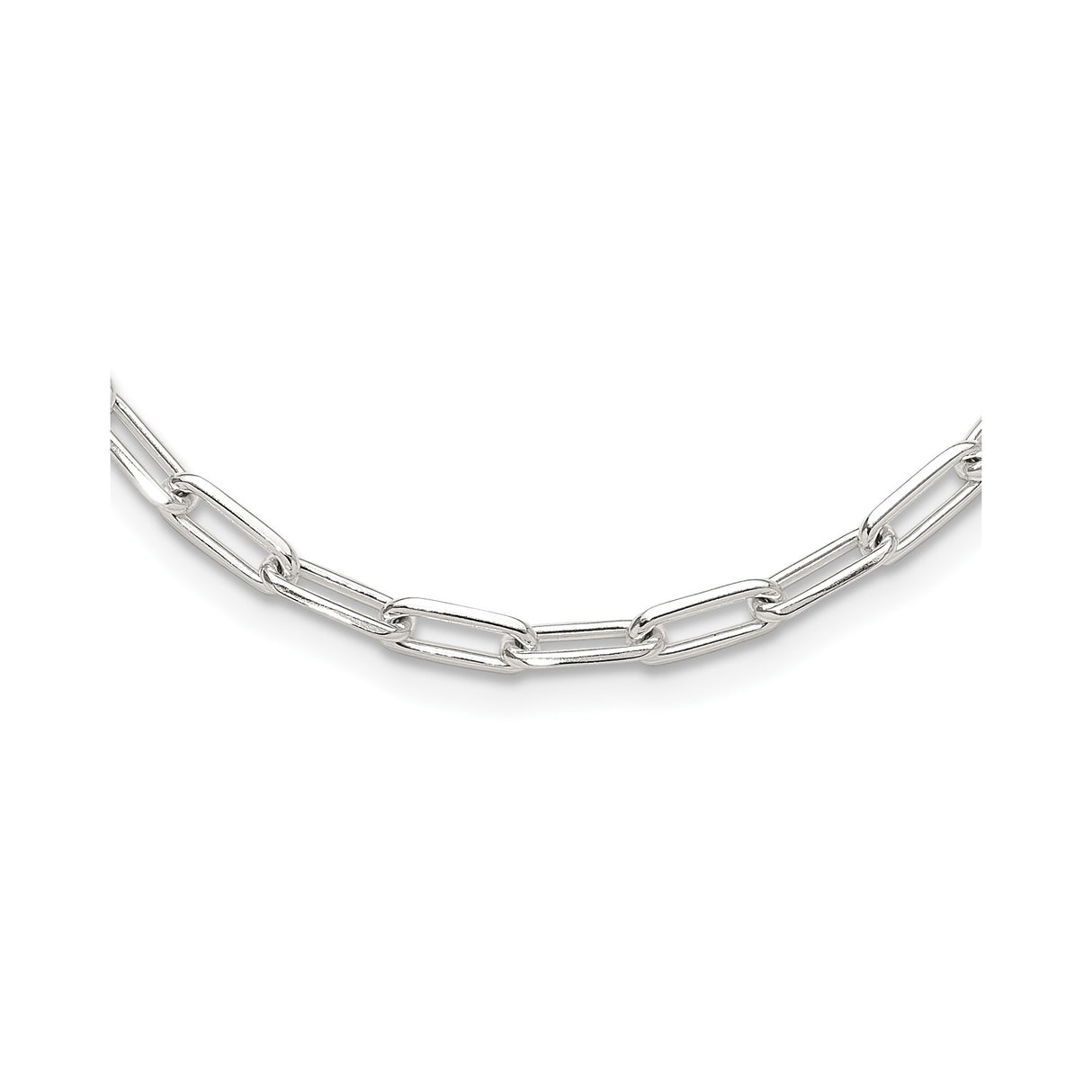 925 White Gold 4.2 mm Paperclip Chain Necklace, Polished