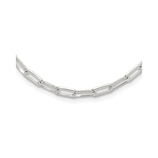 925 White Gold 4.2 mm Paperclip Chain Necklace, Polished