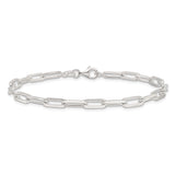 925 White Gold 4.2 mm Paperclip Chain Bracelet, Polished detail view