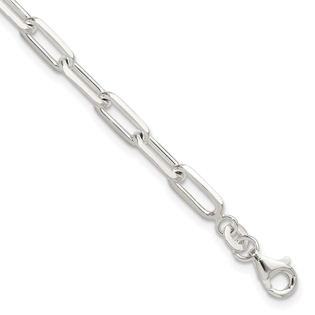 925 White Gold 4.2 mm Paperclip Chain Bracelet, Polished