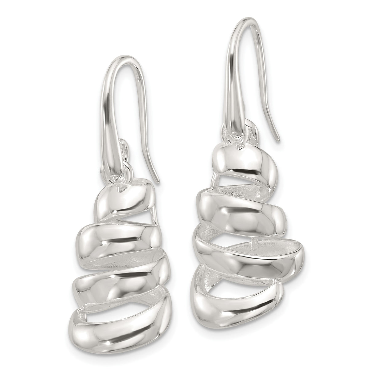 Sterling Silver Spiral Dangle Earrings, Modern Abstract Design, Lightweight Sculptural Jewelry