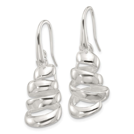 Sterling Silver Spiral Dangle Earrings, Modern Abstract Design, Lightweight Sculptural Jewelry