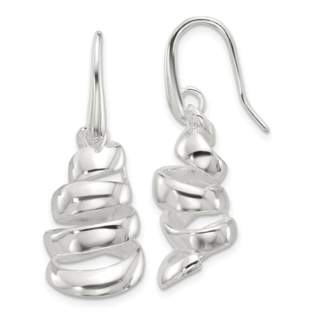 Sterling Silver Spiral Dangle Earrings, Modern Abstract Design, Lightweight Sculptural Jewelry