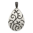 Sterling Silver Teardrop Pendant with Oxidized Vine Scrollwork, Nature Inspired Boho Jewelry