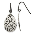 Sterling Silver Teardrop Dangle Earrings with Oxidized Floral Vine Design for Women