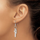 Sterling Silver Cross Earrings, Open Layered Dangle Design with Shepherd Hooks