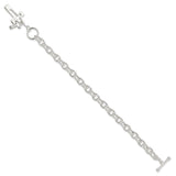 Sterling Silver Toggle Bracelet with Dual Cross Charms, Open and Solid Faith Design