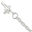 Sterling Silver Toggle Bracelet with Dual Cross Charms, Open and Solid Faith Design