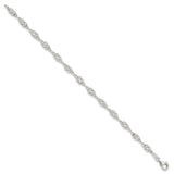 925 White Gold 6 mm Polished Chain Anklet, Solid