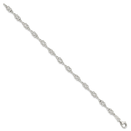 925 White Gold 6 mm Polished Chain Anklet, Solid