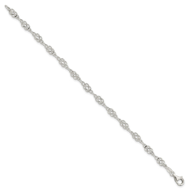 925 White Gold 6 mm Polished Chain Anklet, Solid