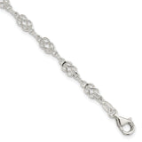 925 White Gold 6 mm Polished Chain Anklet, Solid alternate angle