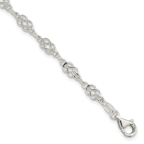 925 White Gold 6 mm Polished Chain Anklet, Solid alternate angle