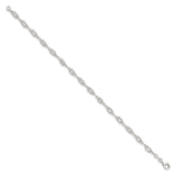 925 White Gold 6 mm Polished Chain Anklet, Solid detail view
