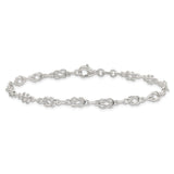 925 White Gold 6 mm Polished Chain Anklet, Solid detail view