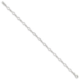 925 White Gold 6 mm Polished Chain Anklet, Solid detail view