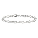925 White Gold 6 mm Polished Chain Anklet, Solid detail view
