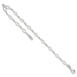 925 White Gold 6 mm Polished Chain Anklet, Solid detail view