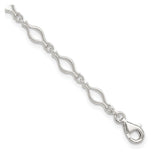 925 White Gold 6 mm Polished Chain Anklet, Solid detail view