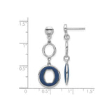 Sterling Silver Dangle Earrings with Interlocking Circle Design and Blue Enamel Accent